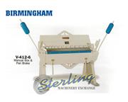 12 Ga. x 4' Brand New Birmingham Box & Pan Manual Finger Brake, Mdl. V-412-6, Stand, Made 