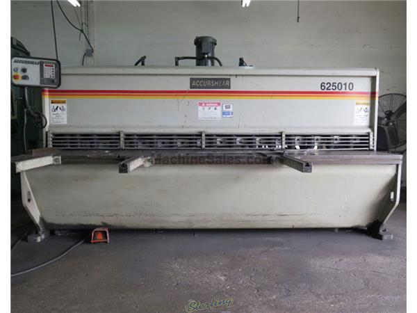 1/4&quot; x 10' Used Accurshear Hydraulic Power Shear , Mdl. 625010, Accurshear SC2 Front Operated Power Backgauge Control, Power Stroke Length Control, 4’