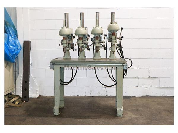 15 Spindles 0.5 Walker-Turner Step-Pulley Heads MULTI-SPINDLE DRILL, Production Table, 3 Drill Chucks  Tapping Head, S