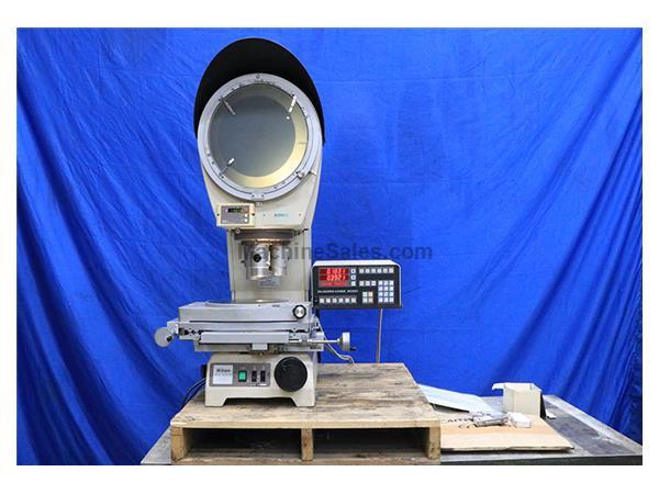 12&quot; Screen Nikon V-12BD, QC2000 DRO, (3) LENSES, OPTICAL COMPARATOR, 8x6 STAGE WITH 11&quot; DIA. ROTATING TABLE