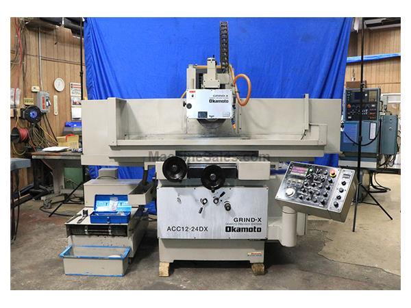 12&quot; Width 24&quot; Length Okamoto ACC-1224-DXV, 2015, 3X AUTO FEEDS, AUTO IDF SURFACE GRINDER, POWER OTW DRESSER w/AUTO WHEEL COMP., EMC, COOLANT
