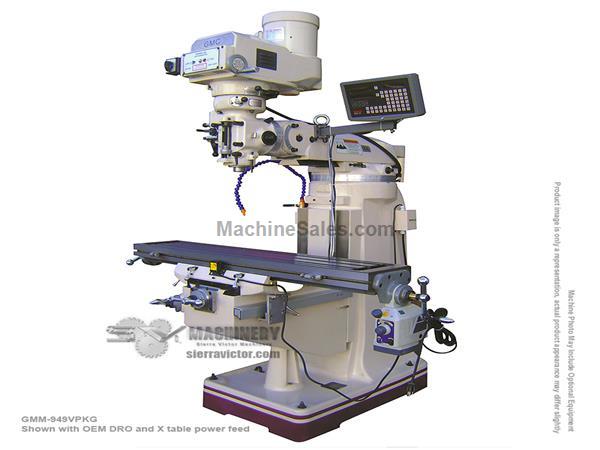 GMC GMM-949VPKG 9 x 49 in. Vertical Metal Mill w/2-Axis DRO GMC GMM-949VPKG 9 x 49 in. Vertical Metal Mill w/2-Axis DRO